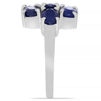 BUY STERLING SILVER AUSTRALIAN BLUE SAPPHIRE GEMSTONE CLUSTER RING